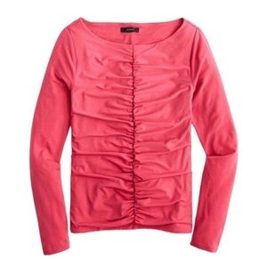 NWOT J. Crew Pink Ruched Stretchy Long Sleeve Top